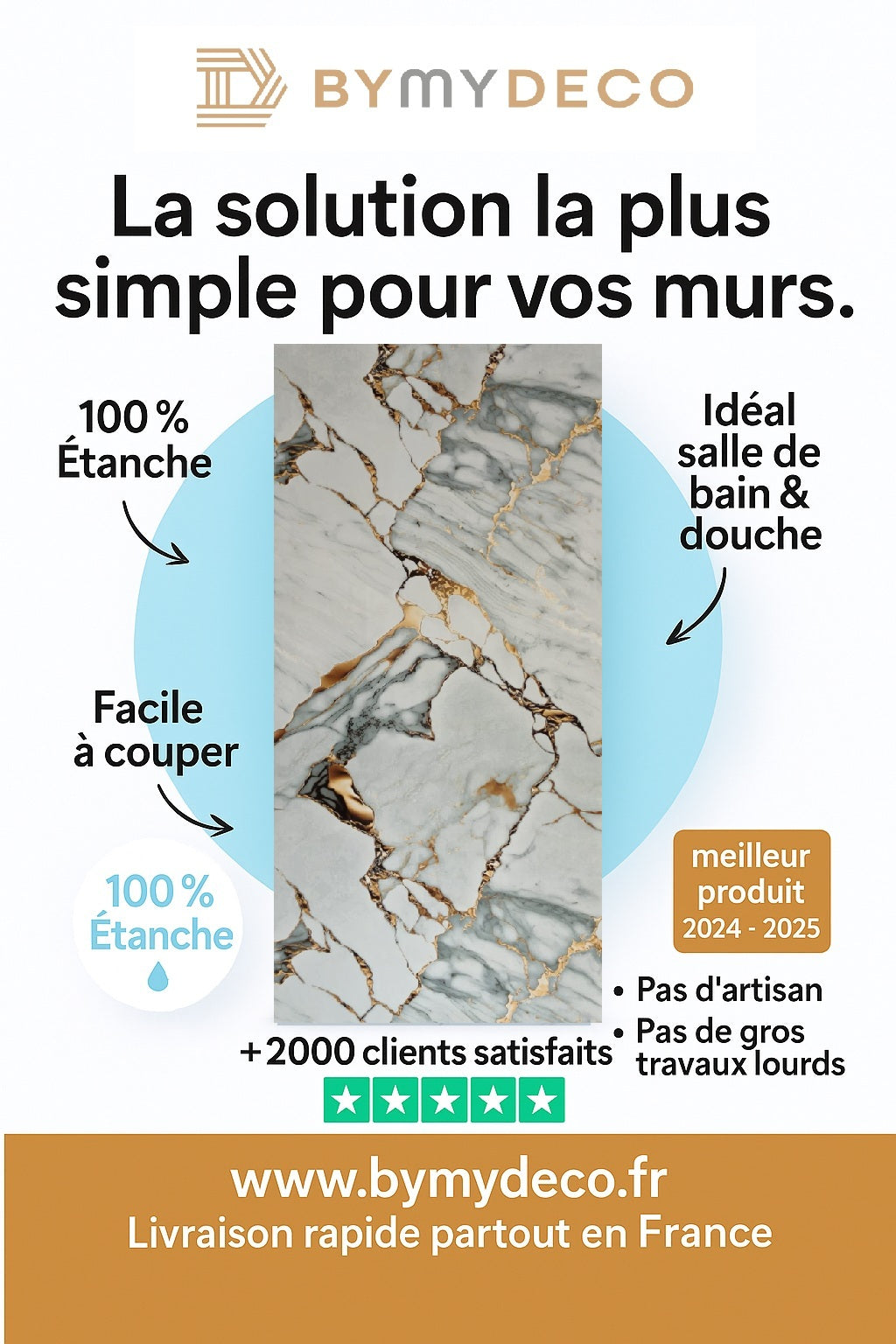 panneau pvc marbre doré plus simple pour vos murs