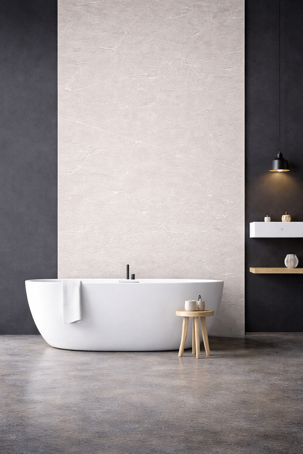 panneau spc douche beige gris haut brillant posé