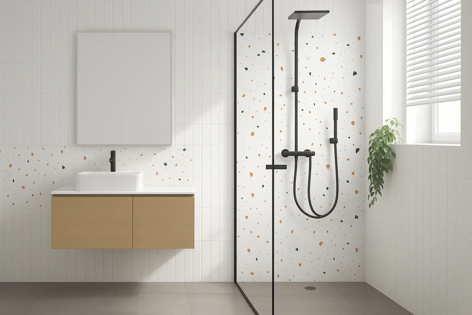 Panneau Terrazzo Mural PVC 260 x 120 CM - Pour Crédence et Salle de Bain - vue alternative