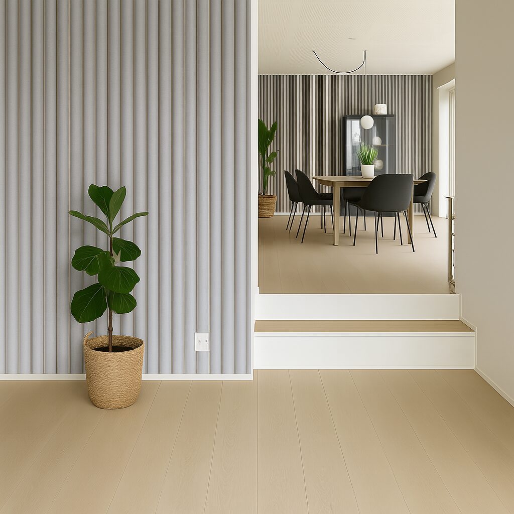 Panneau Bois Gris Clair Posé Dans Le salon murale