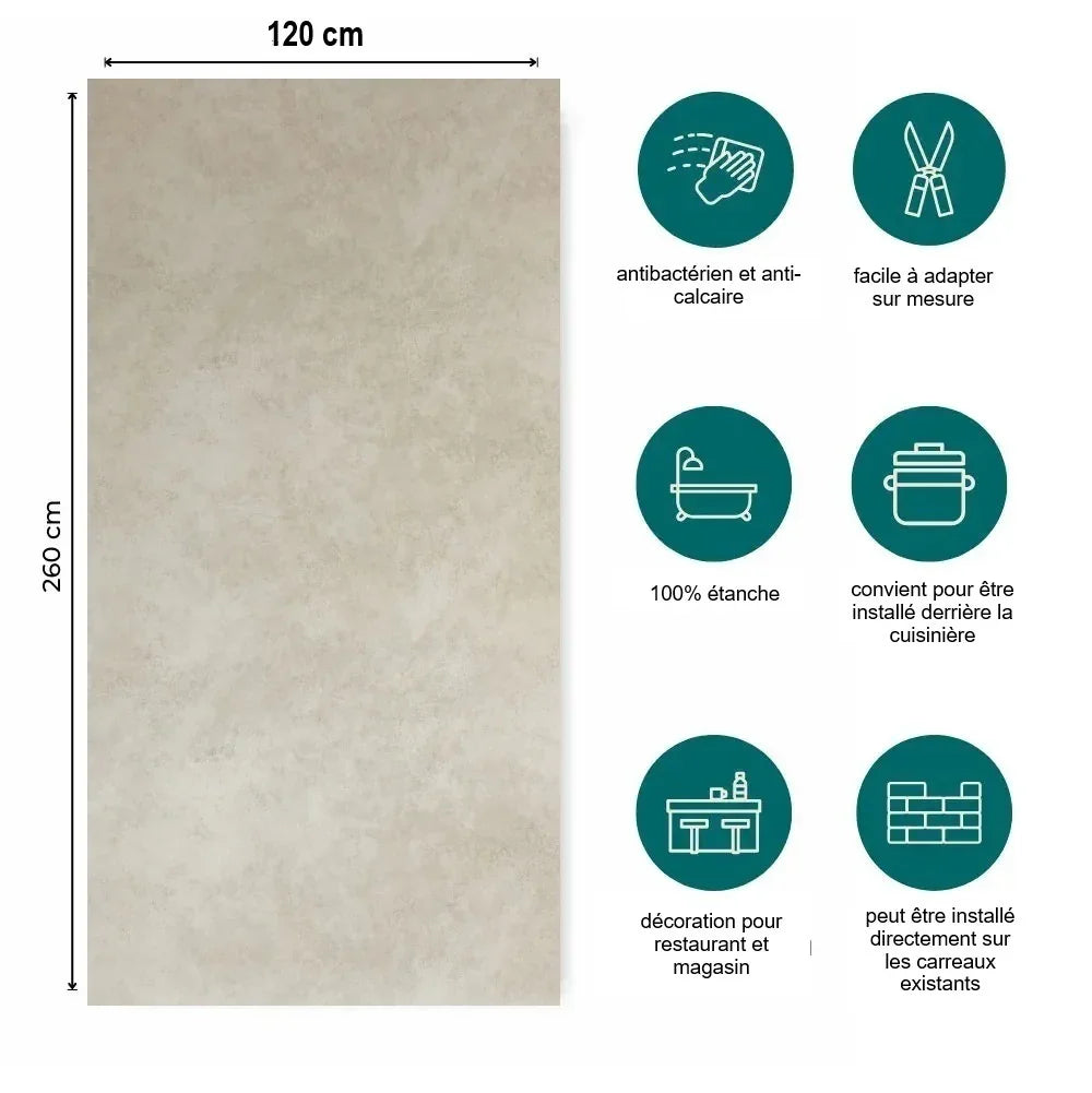 Panneau Mural PVC Beige Gris Valencia 260 x 120 CM - vue alternative