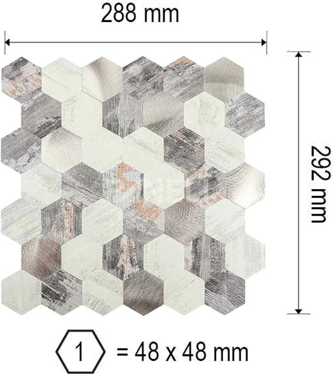 Crédence Adhésive Mosaique Hexagonale Beige Pour Cuisine - vue alternative