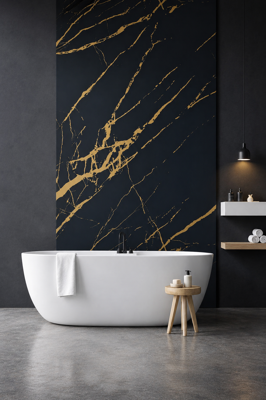 Panneau PVC Marbre Portoro Royal – Noir Veiné Or 260x120 - vue alternative