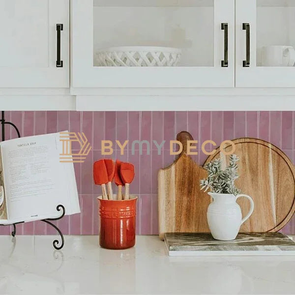 Sticker Carrelage Vinyle Vertical Rose Crédence Cuisine - vue alternative