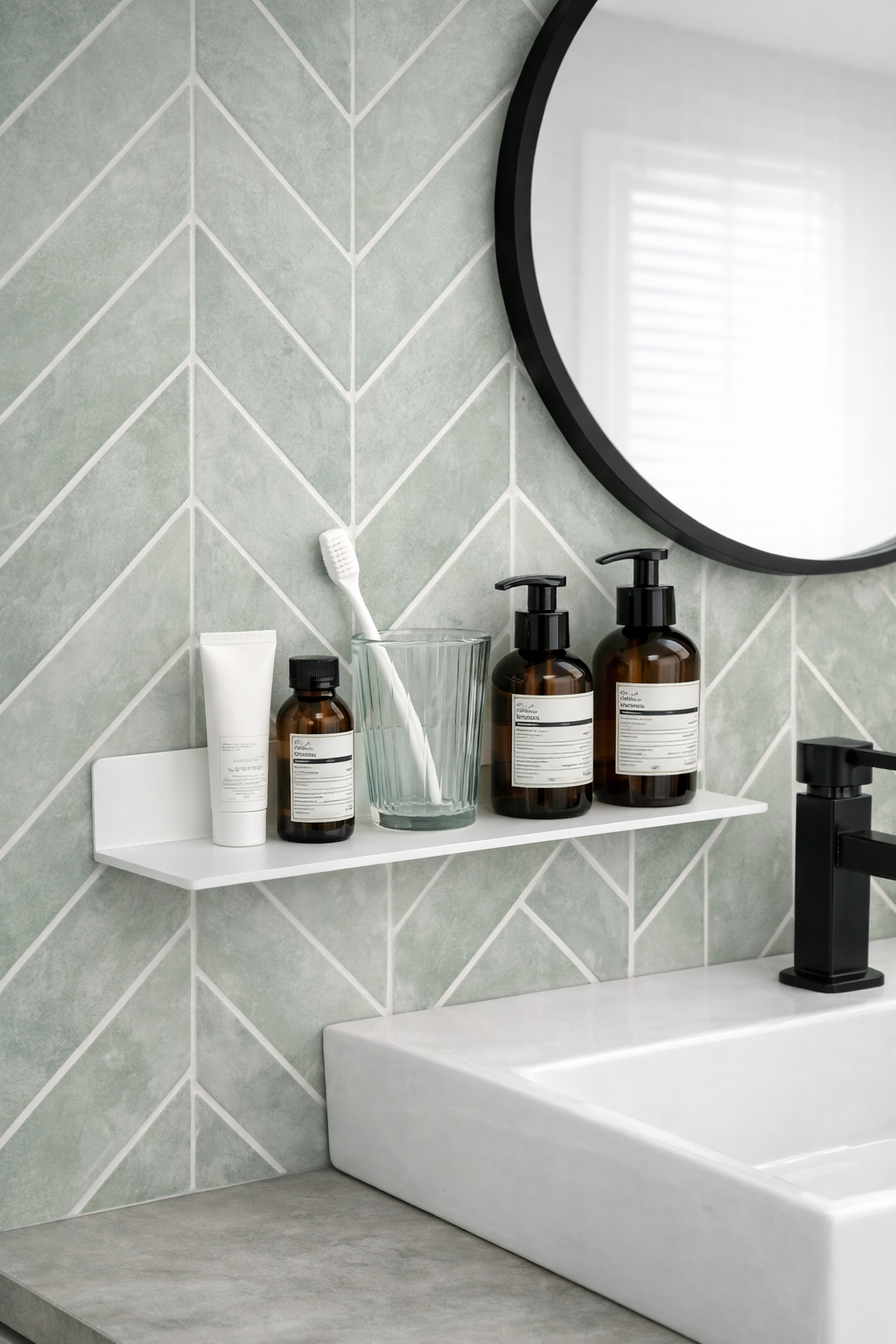 sticker carrelage vert salle de bain