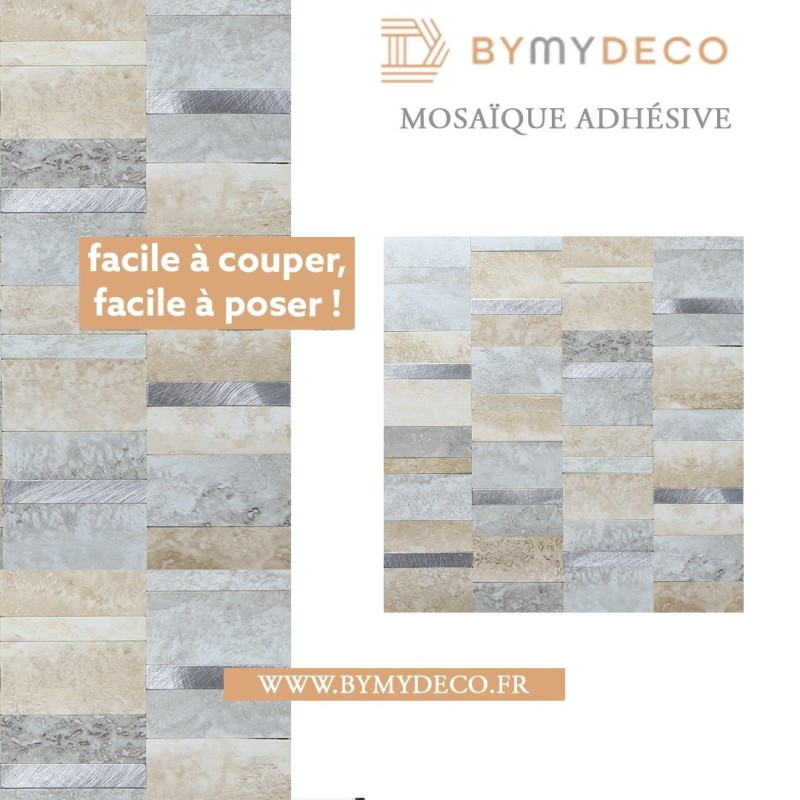 Mosaique Adhesive Credence Beige Argent 30 x 30 cm