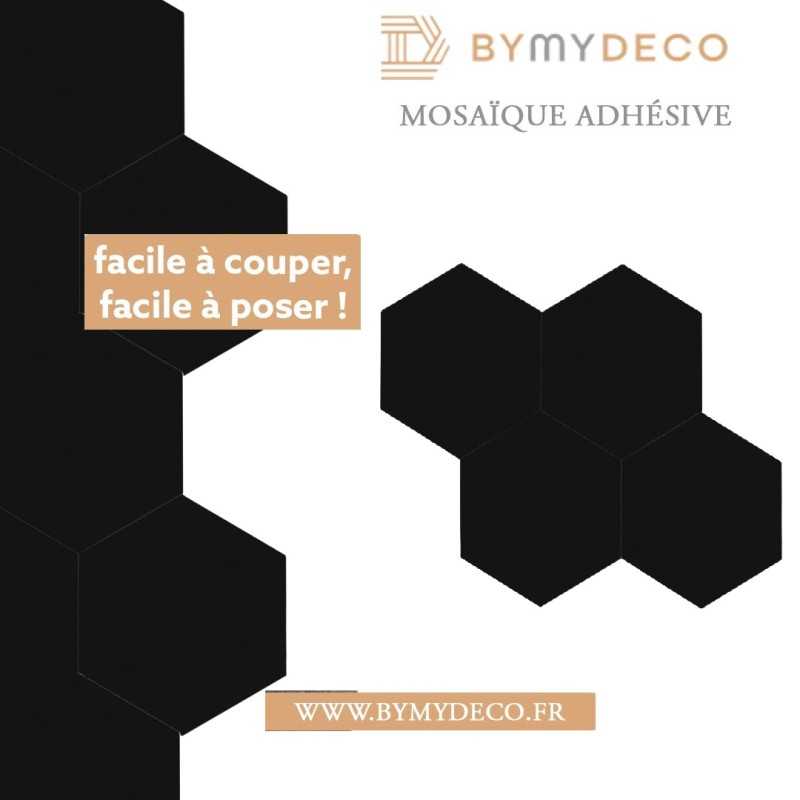 Mosaique Adhesive Noir Hexagone