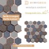 Mosaique Adhésive Credence Hexagonale Gris Bleu Cuivre