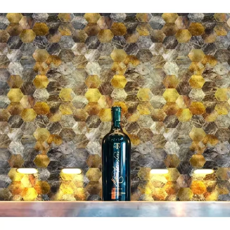 carrelage frise salle de bain brillant cuivre