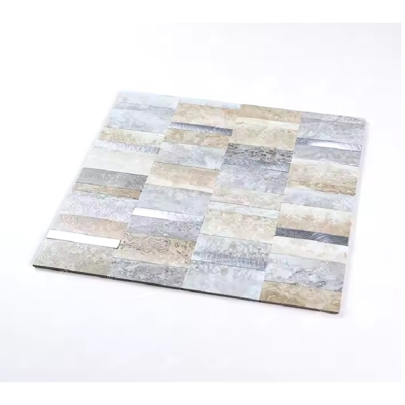 Mosaique adhésive beige argent 2