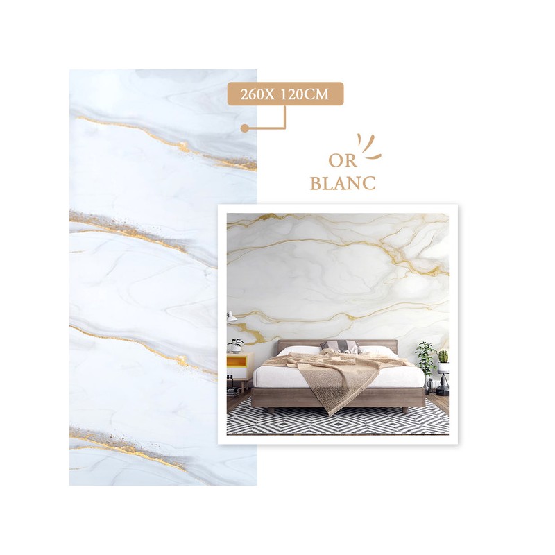 Panneau PVC Marbre OR blanc Salle de bain 260 x 120 cm