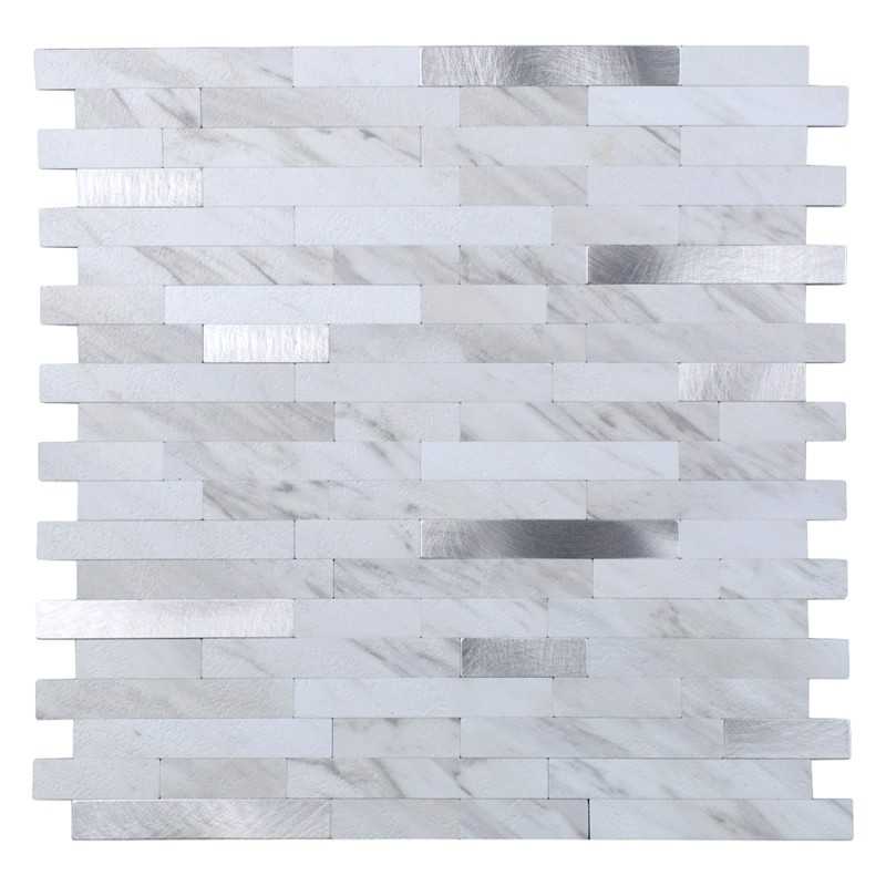 Mosaïque Adhésive Rectangulaire blanc Métal