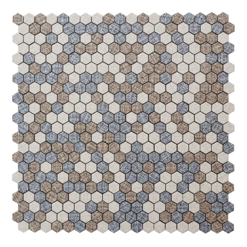 Mosaique Adhésive Credence Petit Hexagone Bleu Grise Crémé