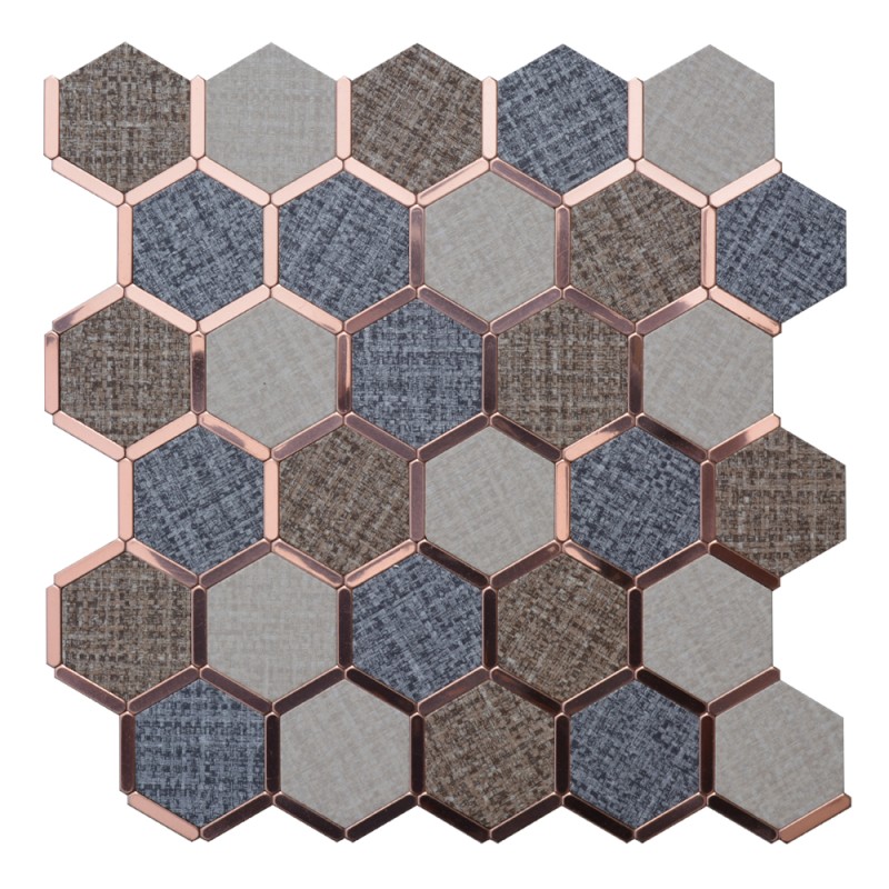 Mosaique Adhésive Hexagone Cuivre bleu