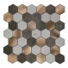 Mosaique Adhésive Hexagone Anthracite Doré en Verre