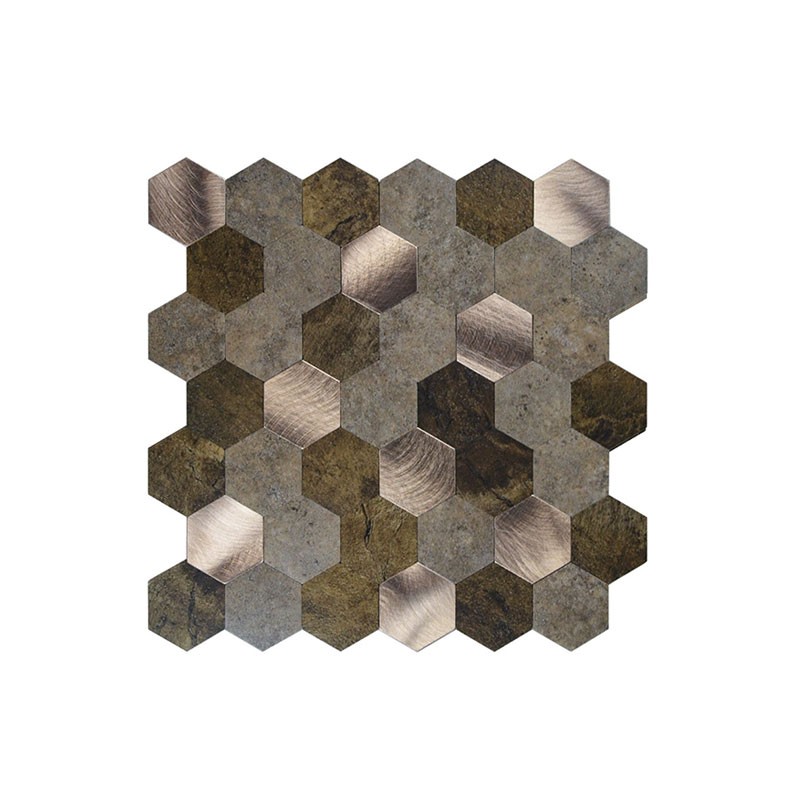 Mosaique Adhésive Hexagone Cuivre marron crédence de cuisine