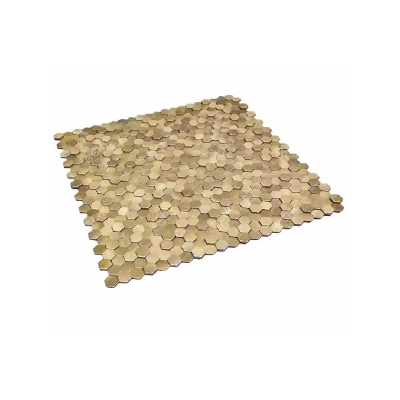 Crédence mosaïque adhésive relief doré - Design élégant pour cuisine et salle de bain