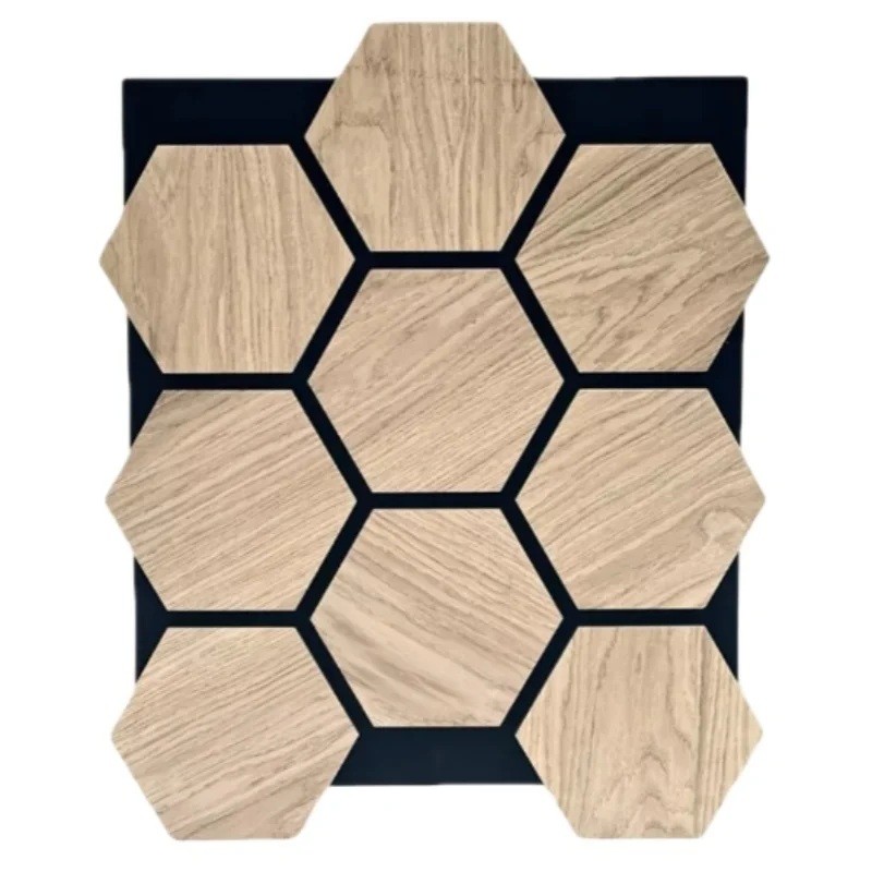 Hexagone Bois Acoustique Chêne | Murale Phonique 66x81 cm
