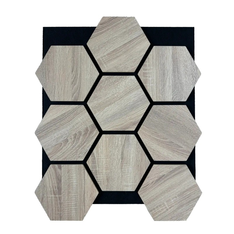 Hexagone Bois Acoustique Gris Clair | Akupanel Hexagone