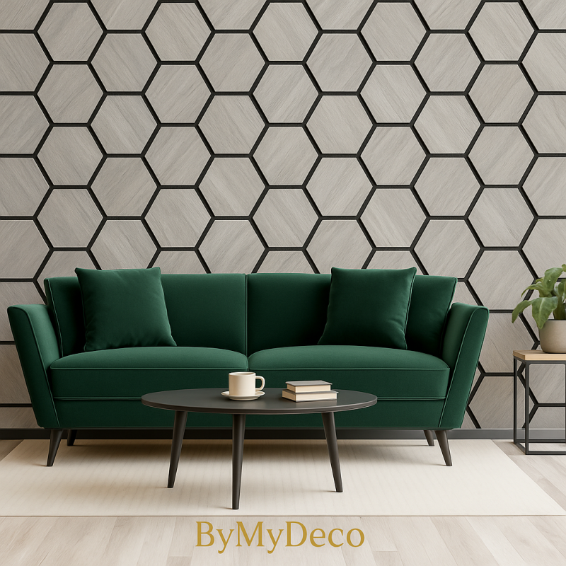 Bois Hexagonale Acoustique Gris Sur Murs de Salon