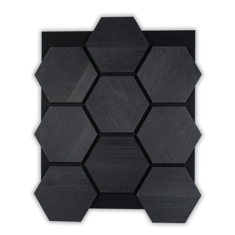 Hexagone Bois Acoustique Noir | Décoration Mural