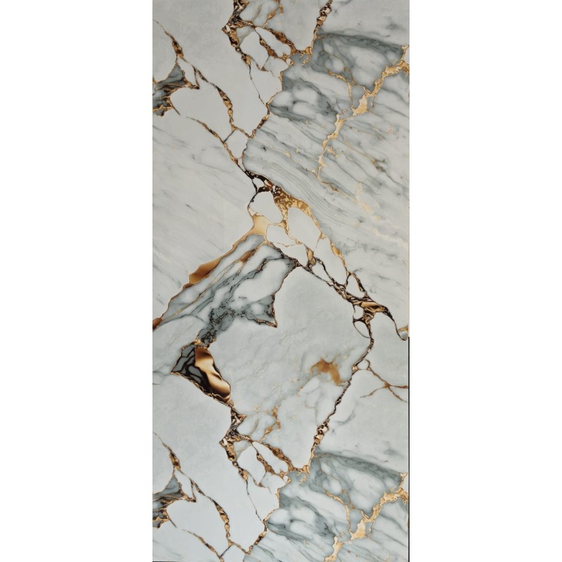 Panneau PVC Marbre Doré Brillant Blanc Qatar