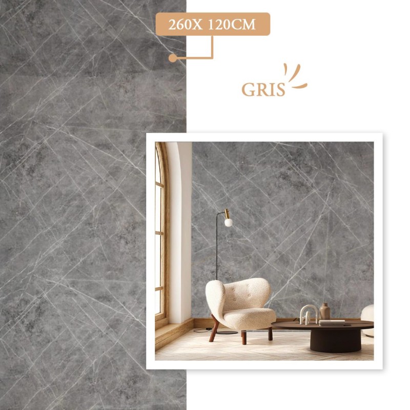 Panneau mural PVC Imitation Gris 260 x 120 cm