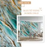 Panneau PVC Effet Marbre Bleuté avec Veine Doré Oslo