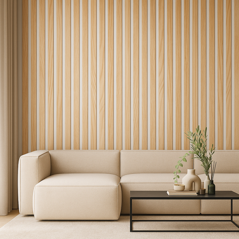 Akupanel bois chene feutrine blanc 260 x 60 cm