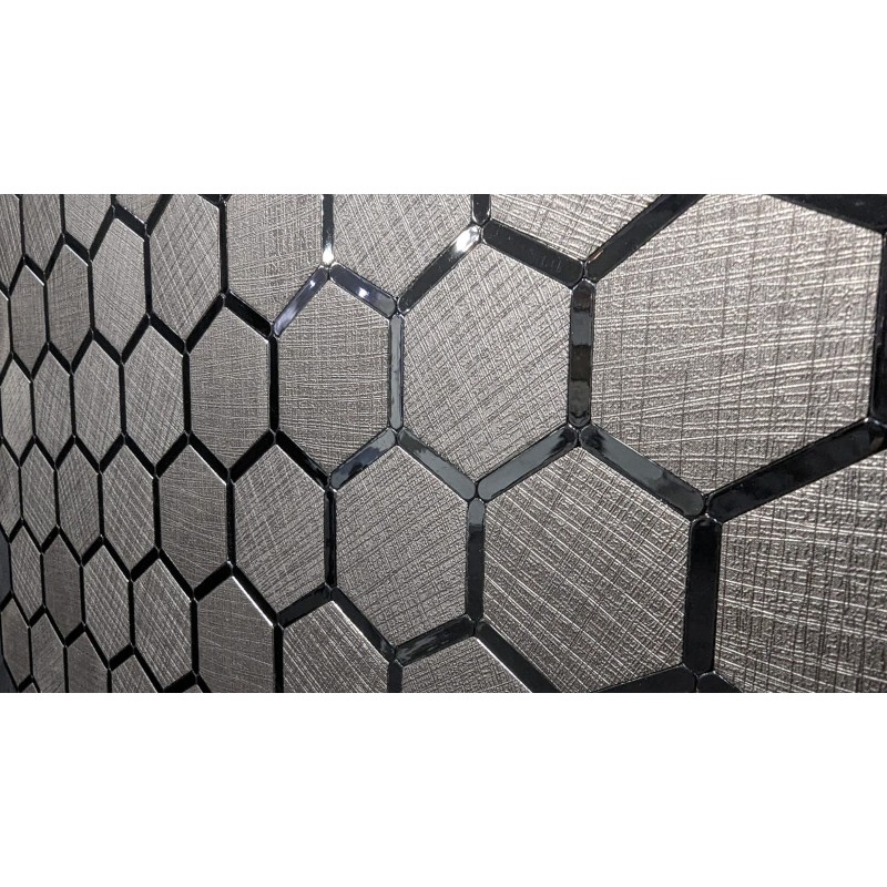 Mosaique Adhésive Credence Gris Noir Hexagonale