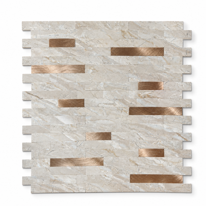 Crédence Adhésive Rectangulaire Marbre Beige Cuivré