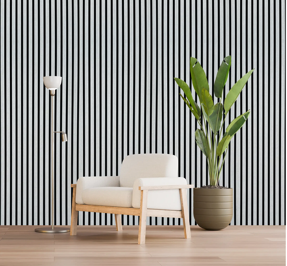 Akupanel bois Gris Clair sur mur de salon