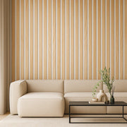 Panneau Acoustique Bois Chêne Feutrine Blanc 270x60 cm Akupanel bois