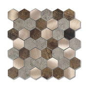 Crédence Adhésive Hexagone Mosaique Cuivre Relief 3D V-Joint