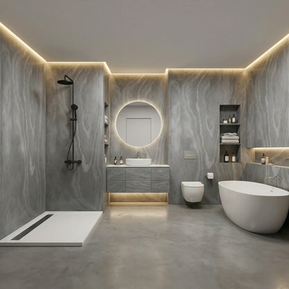 Feuille de pierre Carbon Black Posé sur une salle de bain complet