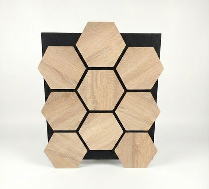 Hexagone Bois Acoustique Chêne | Murale Phonique 66x81 cm