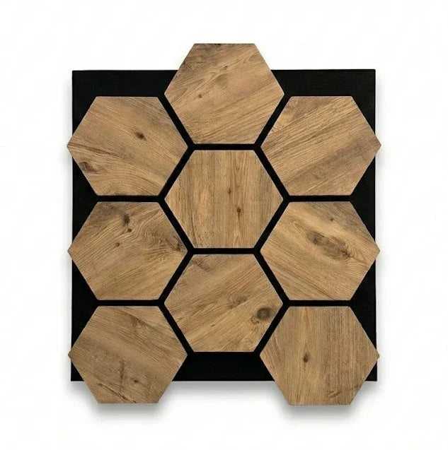 Hexagone Bois Acoustique Rustique | Décoration Mural