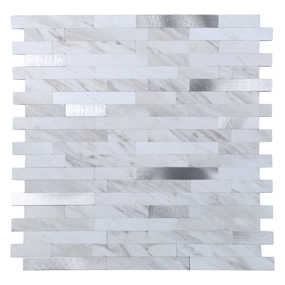 Mosaïque Adhésive Blanc Métal Carreaux A Coller Pour Crédence