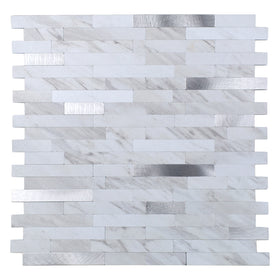 Mosaïque Adhésive Blanc Métal Carreaux A Coller Pour Crédence