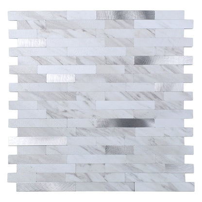 Mosaïque Adhésive Blanc Métal Carreaux A Coller Pour Crédence - By My Deco