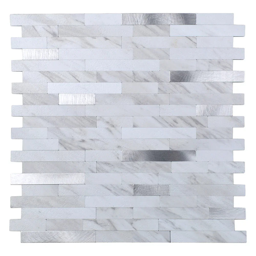 Mosaïque Adhésive Blanc Métal Carreaux A Coller Pour Crédence - By My Deco