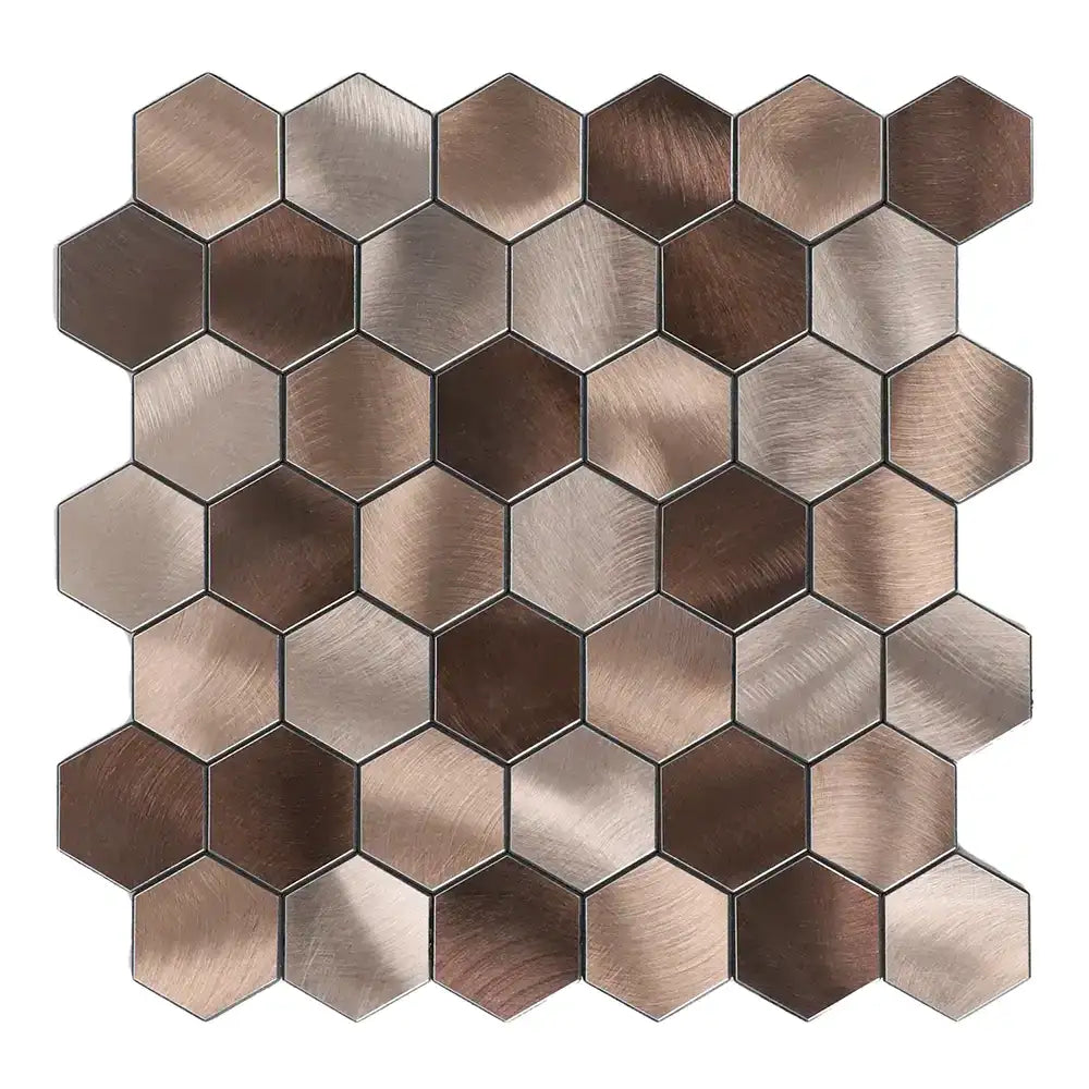 Mosaïque Adhésive Hexagone Champagne Cuivré
