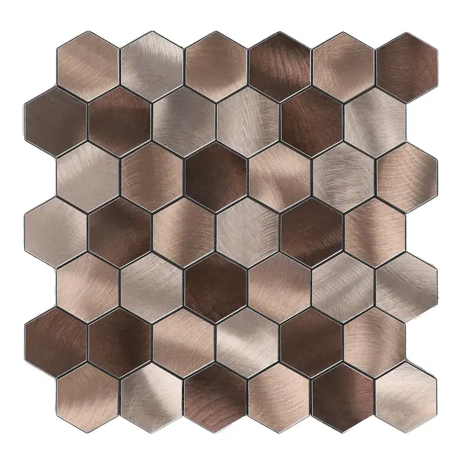 Mosaïque Adhésive Hexagone Champagne Cuivré