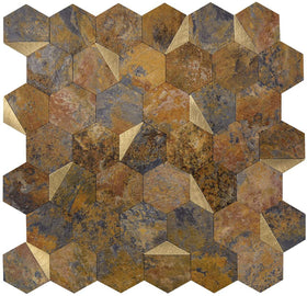 Mosaïque Crédence Adhésive Cuivré Doré - facile a couper