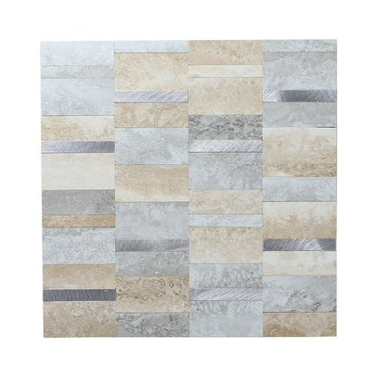 Crédence Adhesive - Mosaique Beige Argent 30 x 30 cm