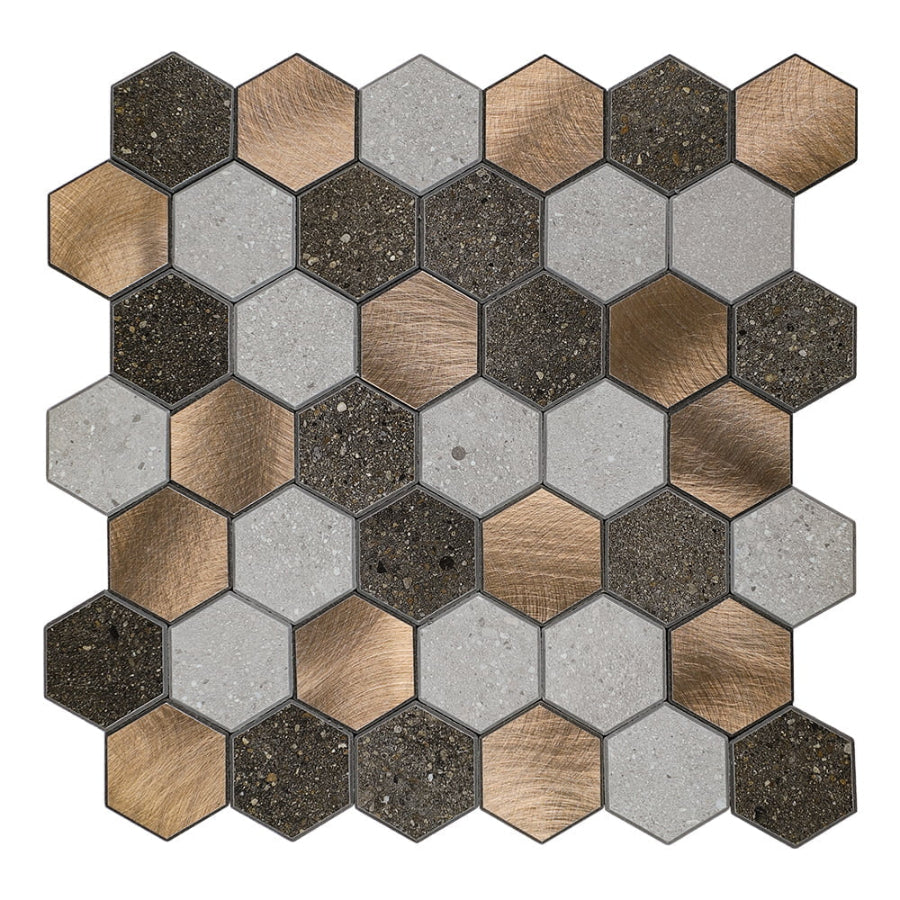 Crédence Adhésive Mosaique Hexagonale Anthracite en Verre