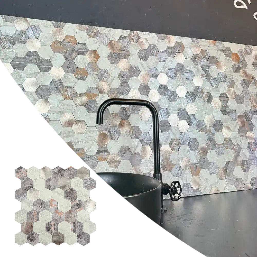 Crédence Adhésive Mosaique Hexagonale Beige Pour Cuisine et salle de bain