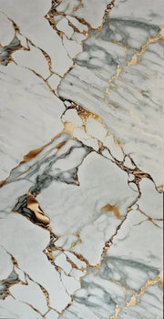 Panneau Mural Marbre PVC Doré Brillant Qatar pour salle de bain