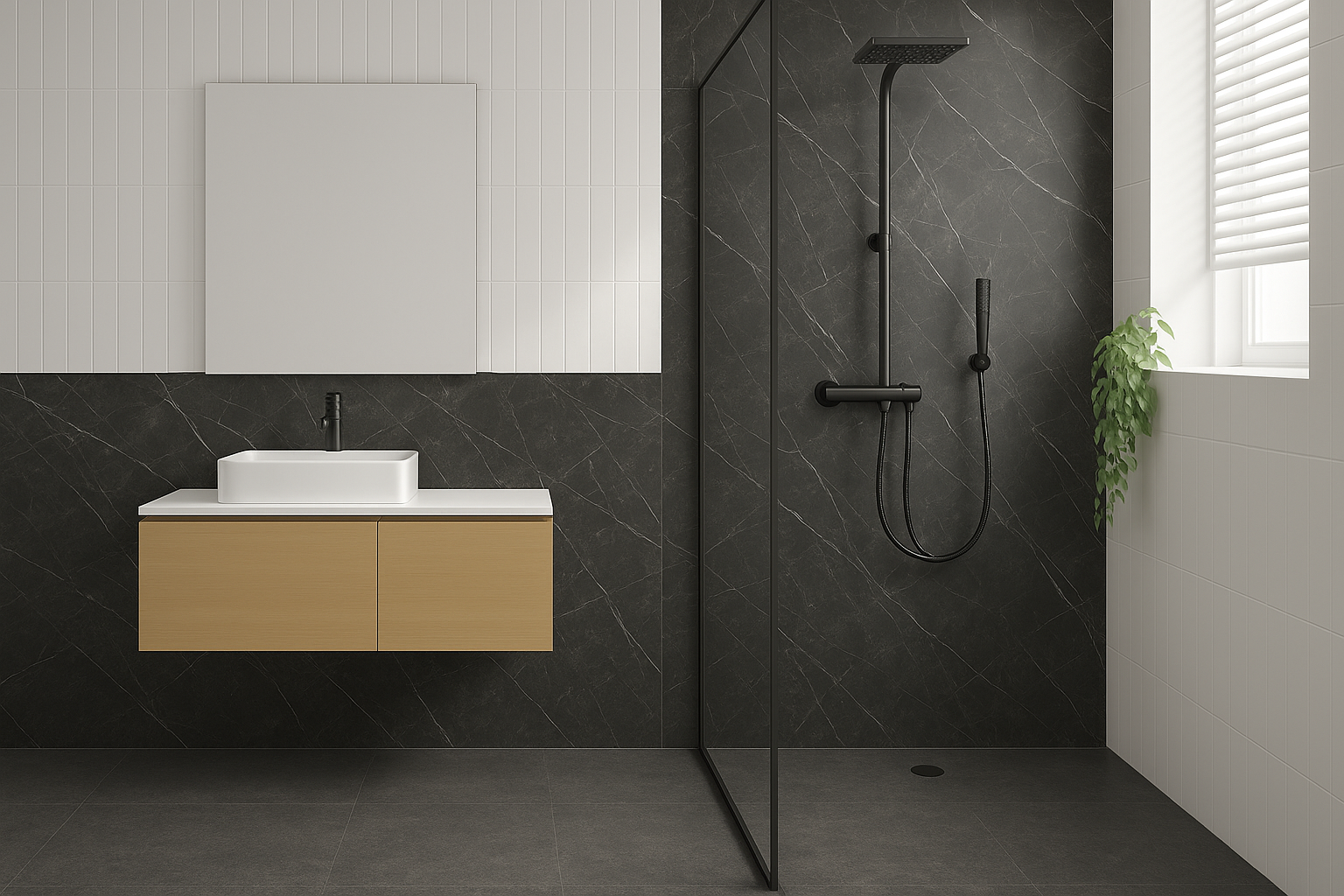 Panneau_pvc_marbre_anthracite_mat_salle_de_bain