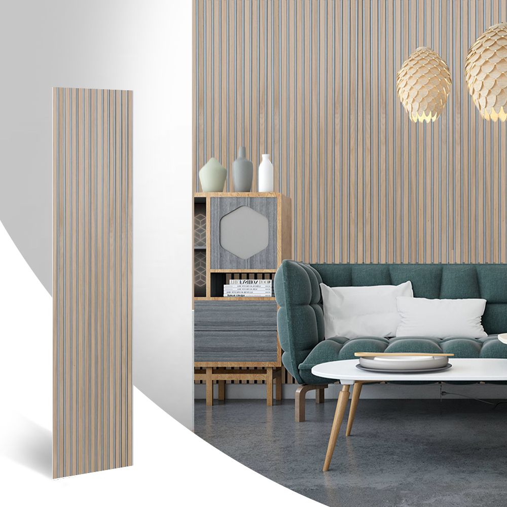 Panneau Acoustique Bois Chêne Feutrine Blanc 260 x 60 cm Akupanel Bois
